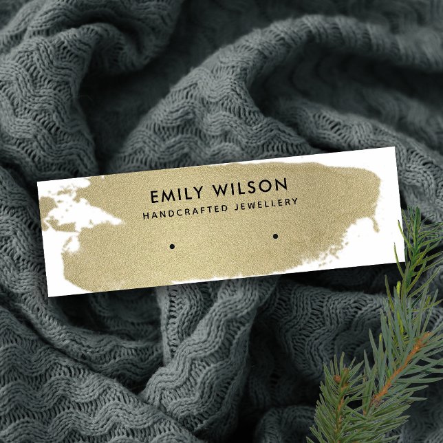 PALE GOLD FOIL BRUSH STROKE STUD EARRING DISPLAY MINI BUSINESS CARD (Creator Uploaded)