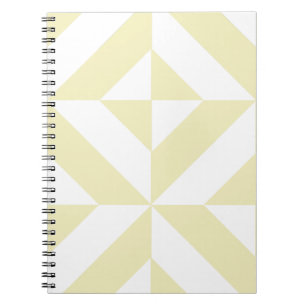 Pale Gold Geometric Deco Cube Pattern Notebook