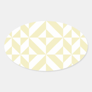 Pale Gold Geometric Deco Cube Pattern Oval Sticker