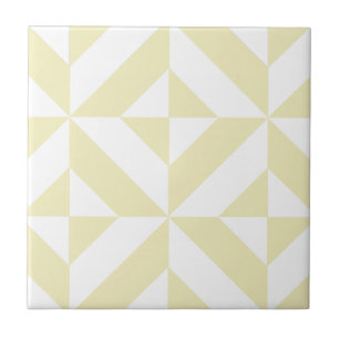 Pale Gold Geometric Deco Cube Pattern Tile
