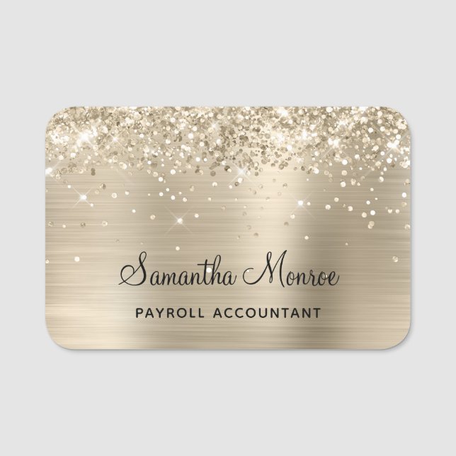 Pale Gold Glitter and Foil Name Tag (Front)