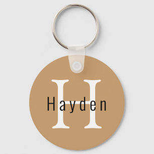 Pale Gold Modern Custom Monogram Cute Simple Cool Key Ring