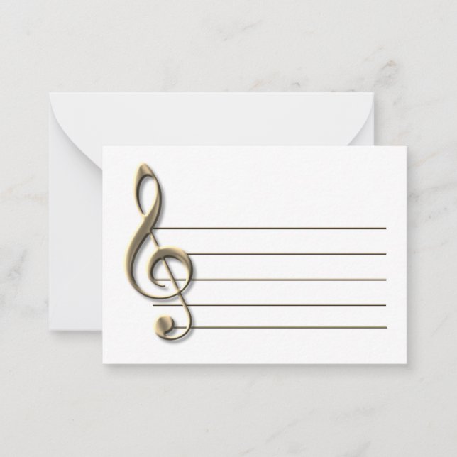 Pale Gold Treble Clef Blank Notecard (Front)