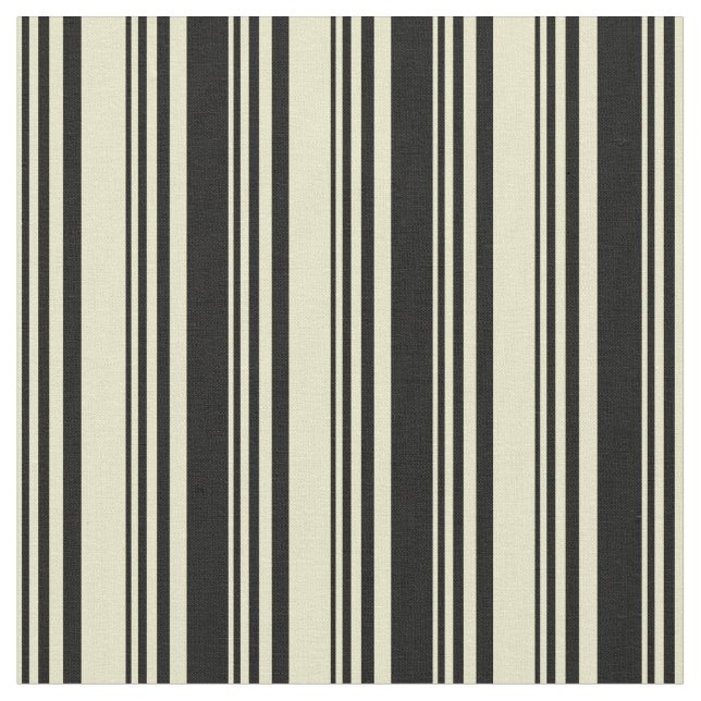 Pale Goldenrod and Black Coloured Pattern Fabric (Close Up)