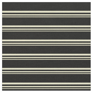 Pale Goldenrod and Black Lined Pattern Fabric