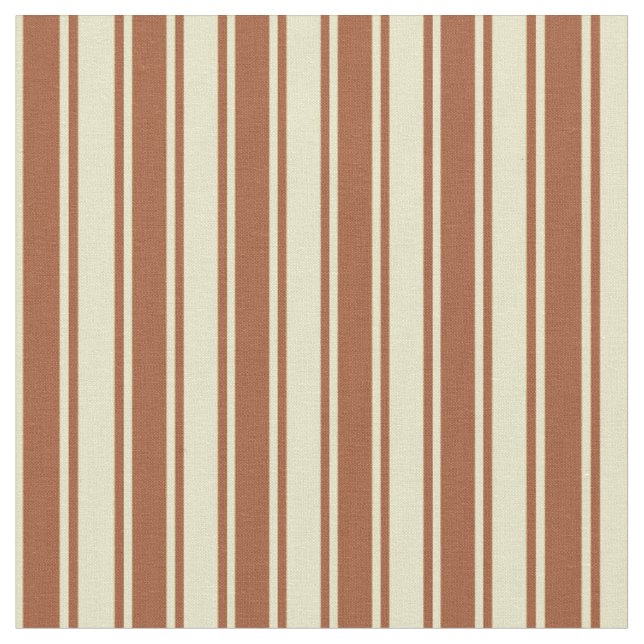 Pale Goldenrod and Sienna Lines/Stripes Pattern Fabric (Close Up)