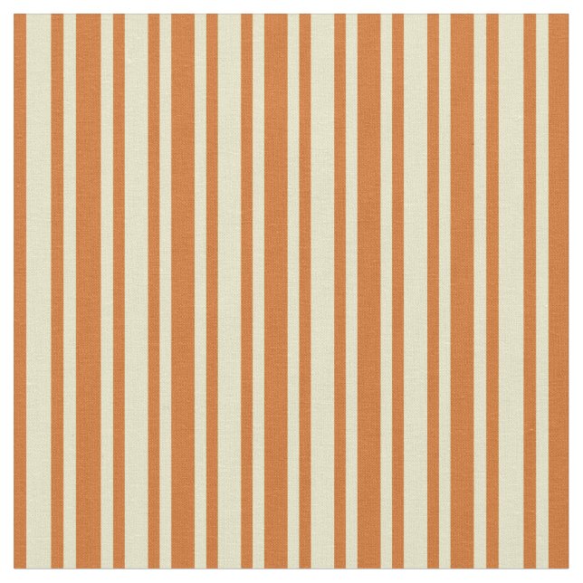 Pale Goldenrod & Chocolate Striped/Lined Pattern Fabric (Close Up)