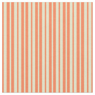Pale Goldenrod & Coral Stripes Fabric