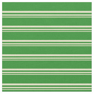 Pale Goldenrod & Forest Green Coloured Lines Fabric