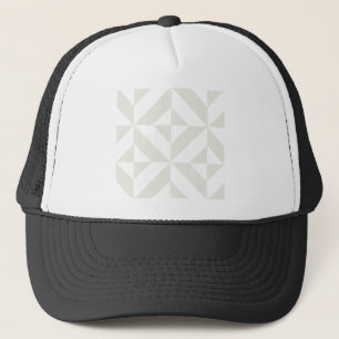 Pale Gray Geometric Deco Cube Pattern Trucker Hat