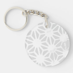 Pale gray geometric pattern key ring