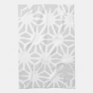 Pale gray geometric pattern tea towel