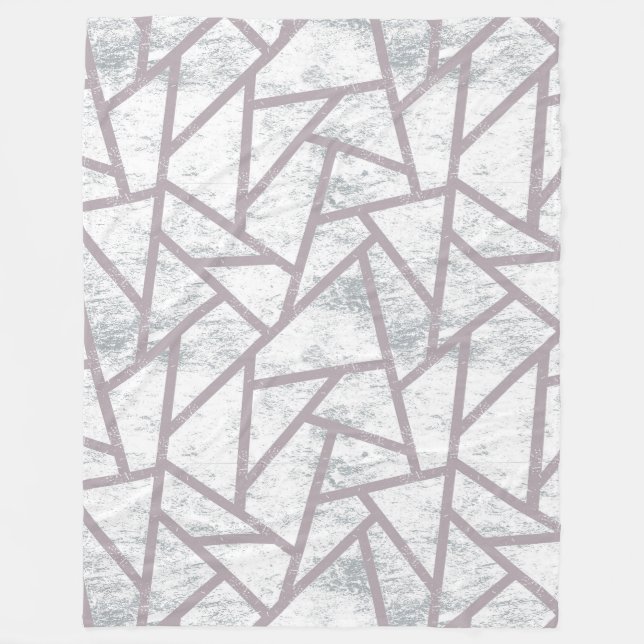 Pale gray mosaic pattern fleece blanket (Front)