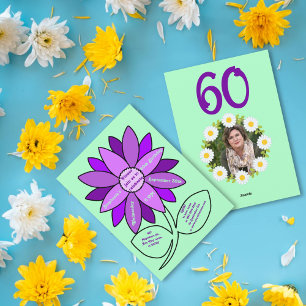 Pale green 60th Birthday Simple Purple Sunflower Invitation