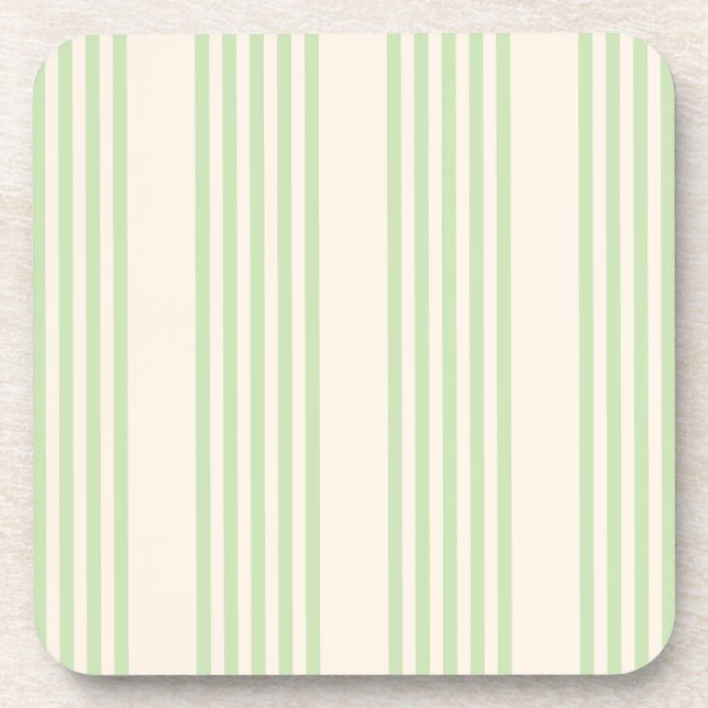 Pale green and beige five stripes pattern coaster (Front)