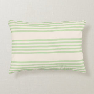 Pale green and beige five stripes pattern decorative cushion