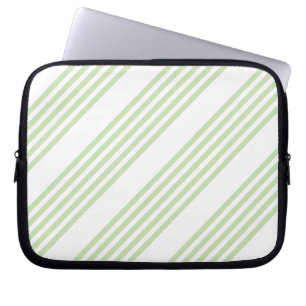 Pale green and beige five stripes pattern laptop s sleeve