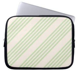 Pale green and beige five stripes pattern laptop sleeve