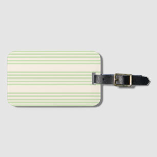 Pale green and beige five stripes pattern luggage tag
