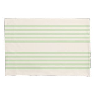 Pale green and beige five stripes pattern pillowcase