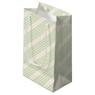 Pale green and beige five stripes pattern small gift bag