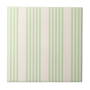 Pale green and beige five stripes pattern tile