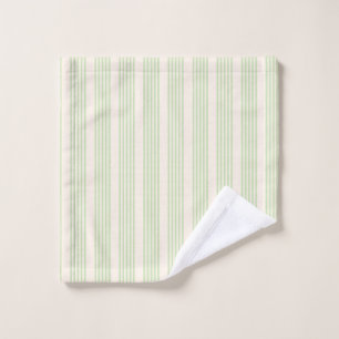 Pale green and beige five stripes pattern wash cloth