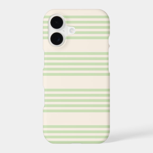 Pale green and beige stripes Phone 14 pro max case (Back)