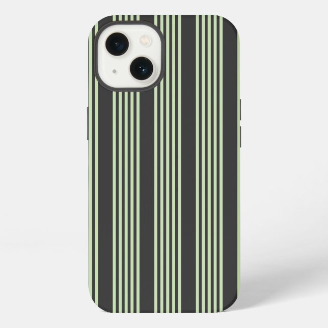 Pale green and charcoal five stripes pattern iPhone case (Back)