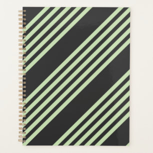 Pale green and charcoal five stripes pattern planner