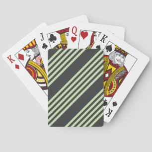 Pale green and charcoal five stripes pattern playing cards