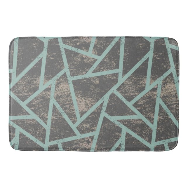 Pale green and grey mosaic pattern bath mat (Front)