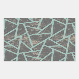 Pale green and grey mosaic pattern rectangular sticker