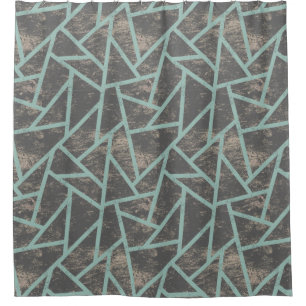 Pale green and grey mosaic pattern shower curtain