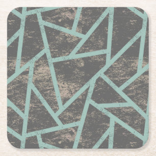 Pale green and grey mosaic pattern square paper coaster