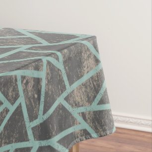 Pale green and grey mosaic pattern tablecloth