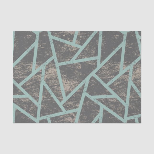 Pale green and grey mosaic pattern tissue paper (Front)