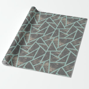 Pale green and grey mosaic pattern wrapping paper