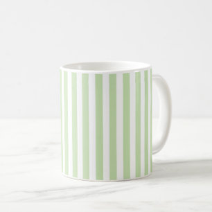 Pale green and white candy stripes coffee mug