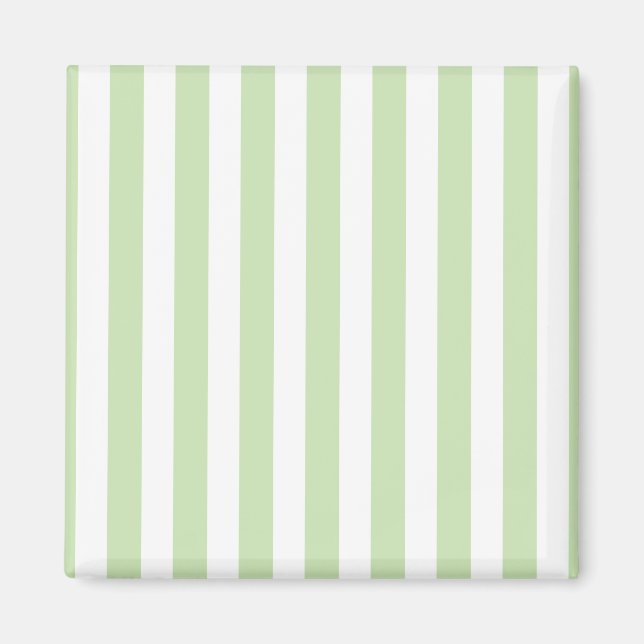 Pale green and white candy stripes magnet (Front)