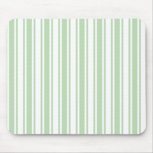 Pale green and white candy stripes mouse pad