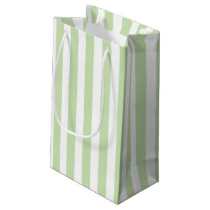 Pale green and white candy stripes small gift bag