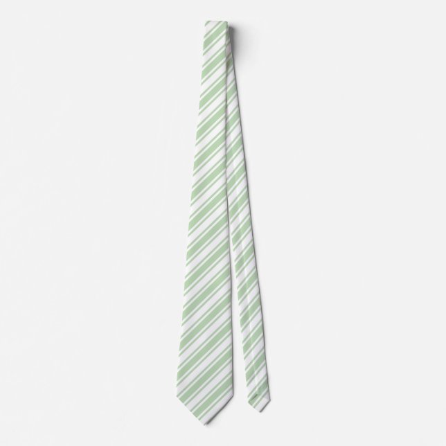 Pale green and white candy stripes tie (Front)