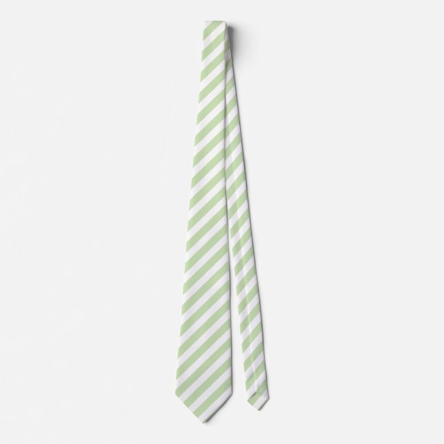 Pale green and white candy stripes tie (Front)