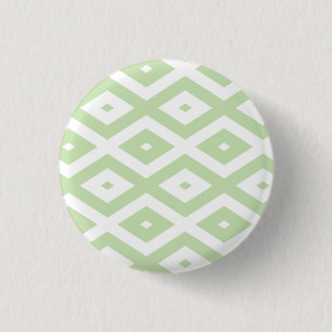 Pale green and white diamond pattern 3 cm round badge