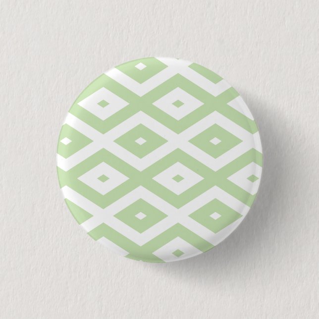 Pale green and white diamond pattern 3 cm round badge (Front)