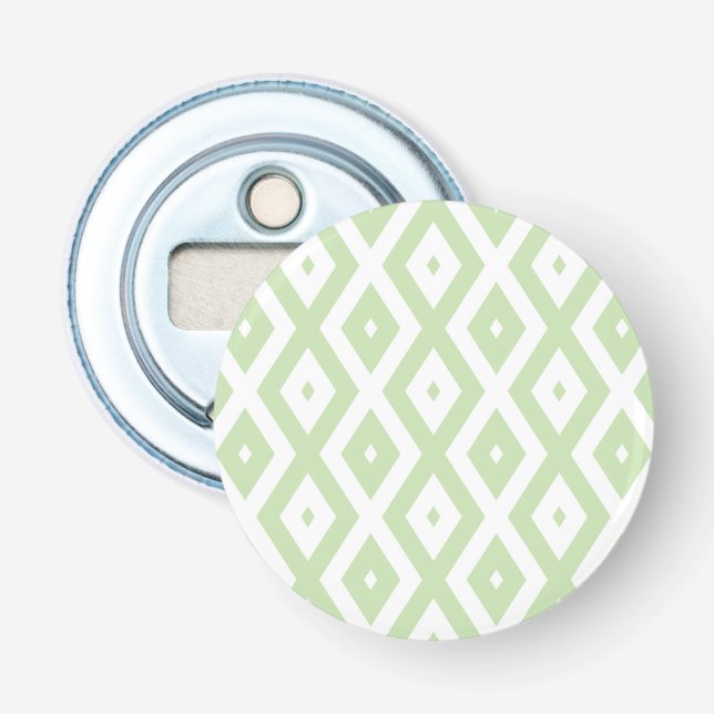 Pale green and white diamond pattern bottle opener (Front)