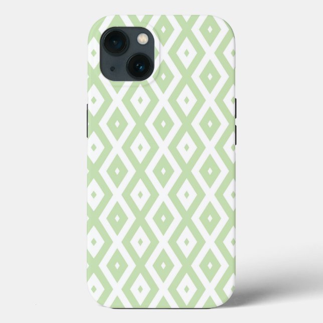 Pale green and white diamond pattern Case-Mate iPh iPhone Case (Back)
