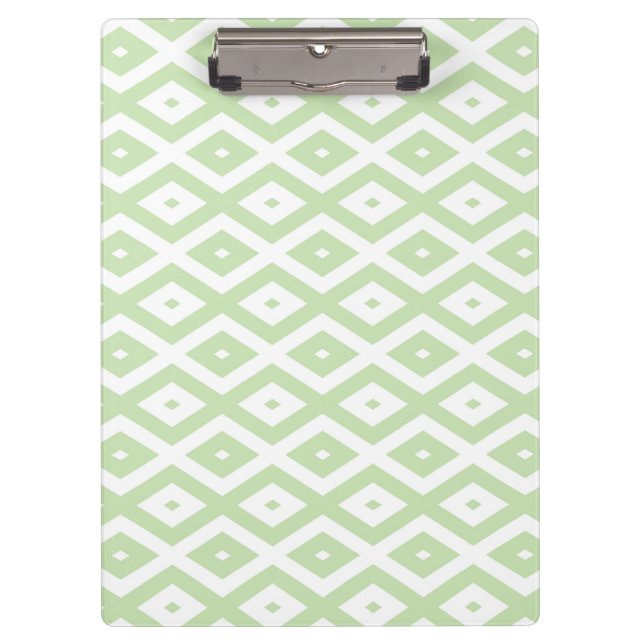 Pale green and white diamond pattern clipboard (Front)
