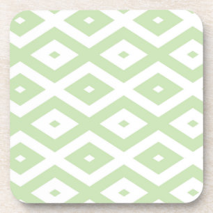 Pale green and white diamond pattern coaster